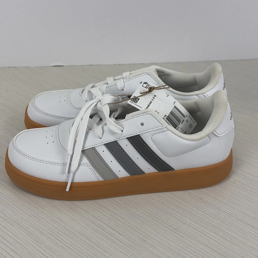 Adidas Breaknet 2.0 K Shoes Sneakers Kids Size 5.5 IH8878 White Gray NEW - Picture 4 of 8